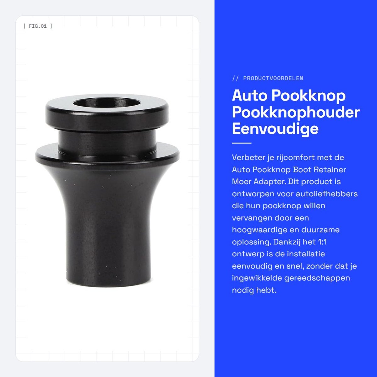 Dailygoods - Auto Pookknop - Pookknophouder - Eenvoudige installatie - Aluminium - Vervanging - Geschikt voor diverse auto's - M10x1.5