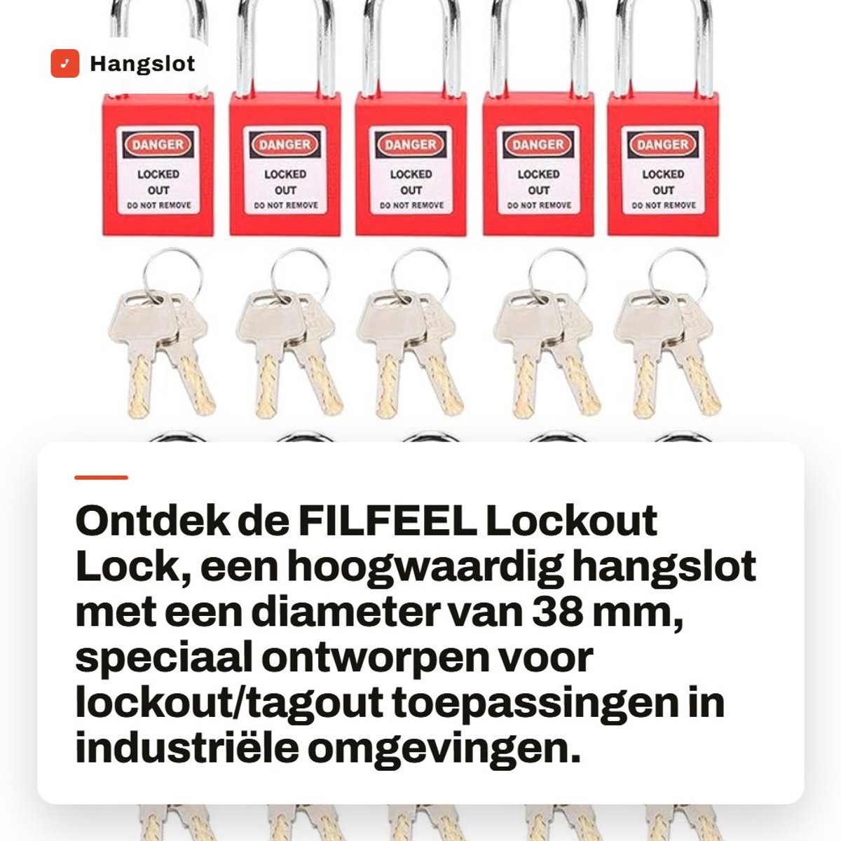Dailygoods- Hangslot Corrosiebestendig - Hangslot met Sleutel - Hangslot voor Lockout - Hangslot Antislip - Hangslot Temperatuurbestendig - Veilig in Gebruik - Veiligheidsslot