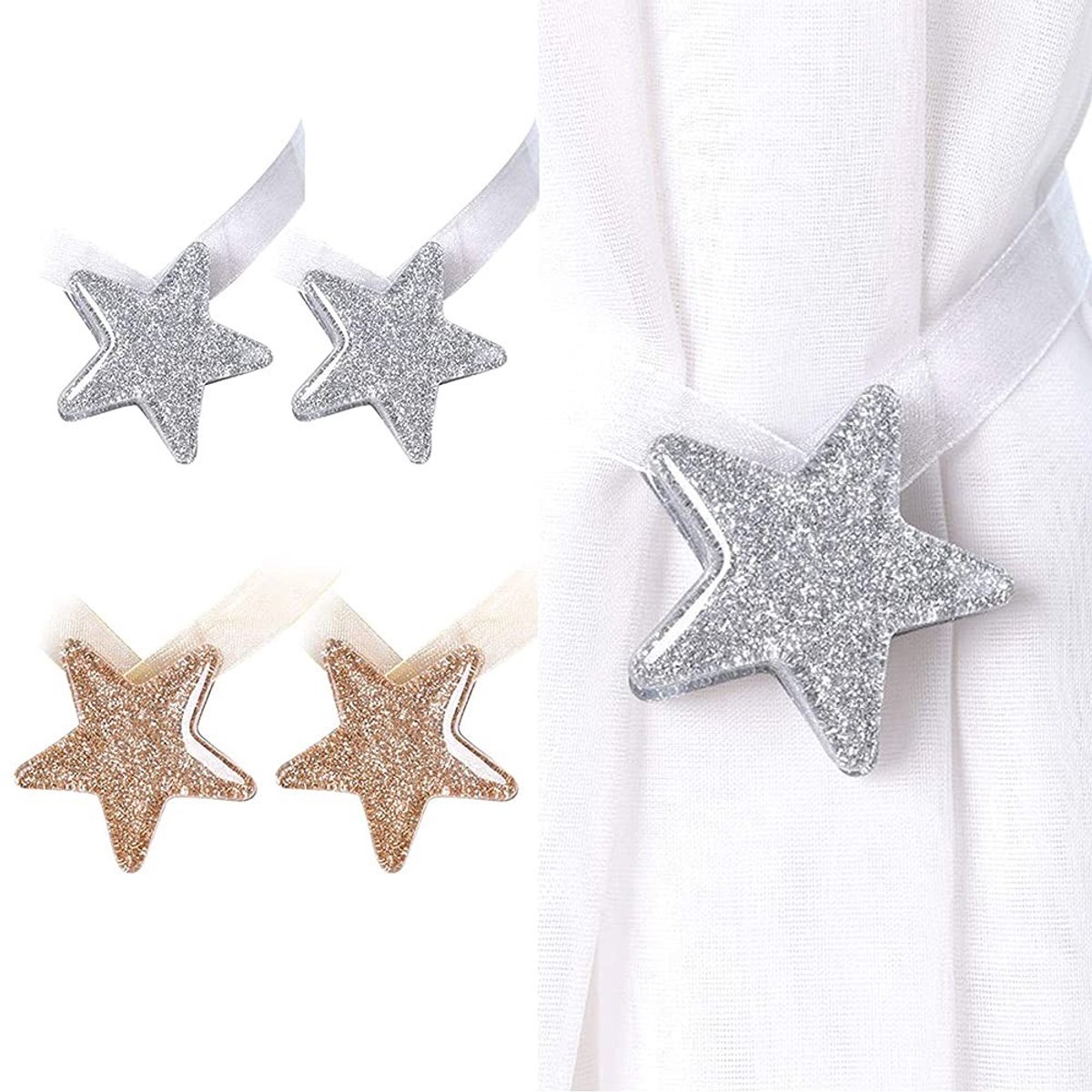 Dailygoods- Gordijnhouder Magnetisch - 4 Stuks - Decoratieve Clips - Hoogwaardig ABS - Duurzaam - Geschikt voor Kantoor en Woning - Gordijnclip