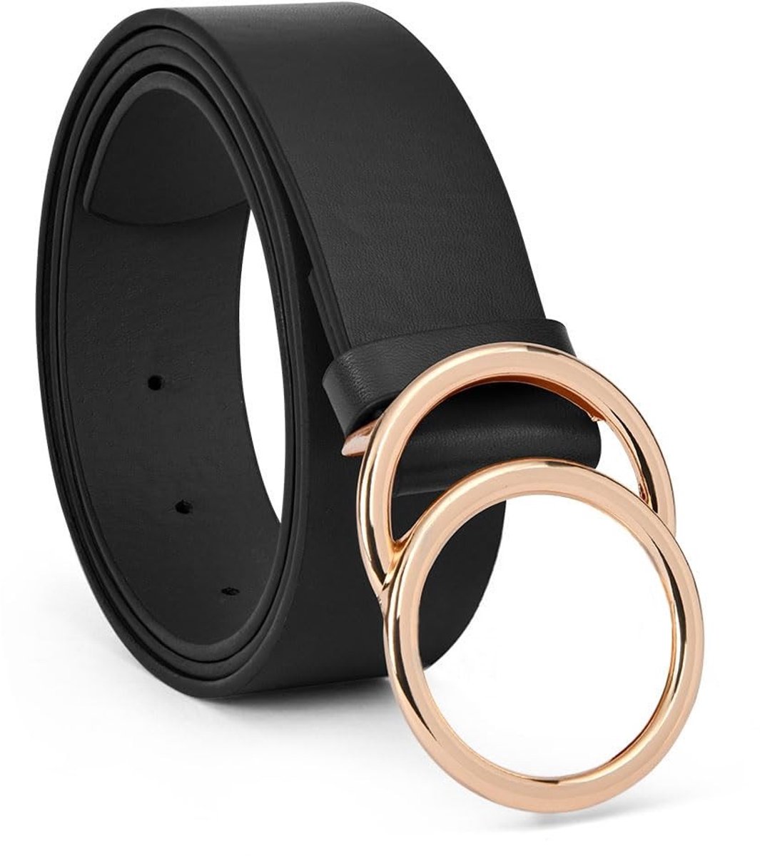 Dailygoods - flintronic Damesriem van echt leer, modieuze riemen van kunstleer voor dames, riem met dubbele O-ringgesp voor jeans, jurk, broek