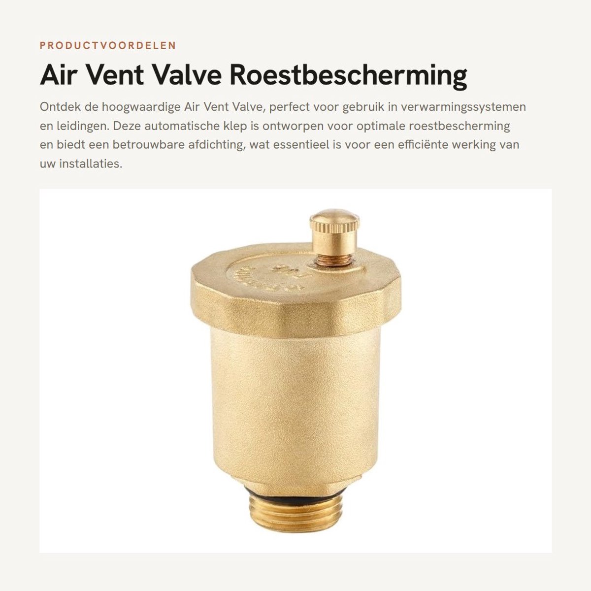 Dailygoods- Ventiel Roestbestendig - Automatische Klep - Messing - Hoge Temperatuur - Eenvoudige Installatie - Betrouwbare Afdichting - Luchtklep