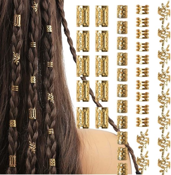 Foto: Dailygoods dreadlocks vlechtclip 40 stuks dreadlock kralen spiraalclips haarsieraden haarvlecht accessoires decoratie voor dames en heren