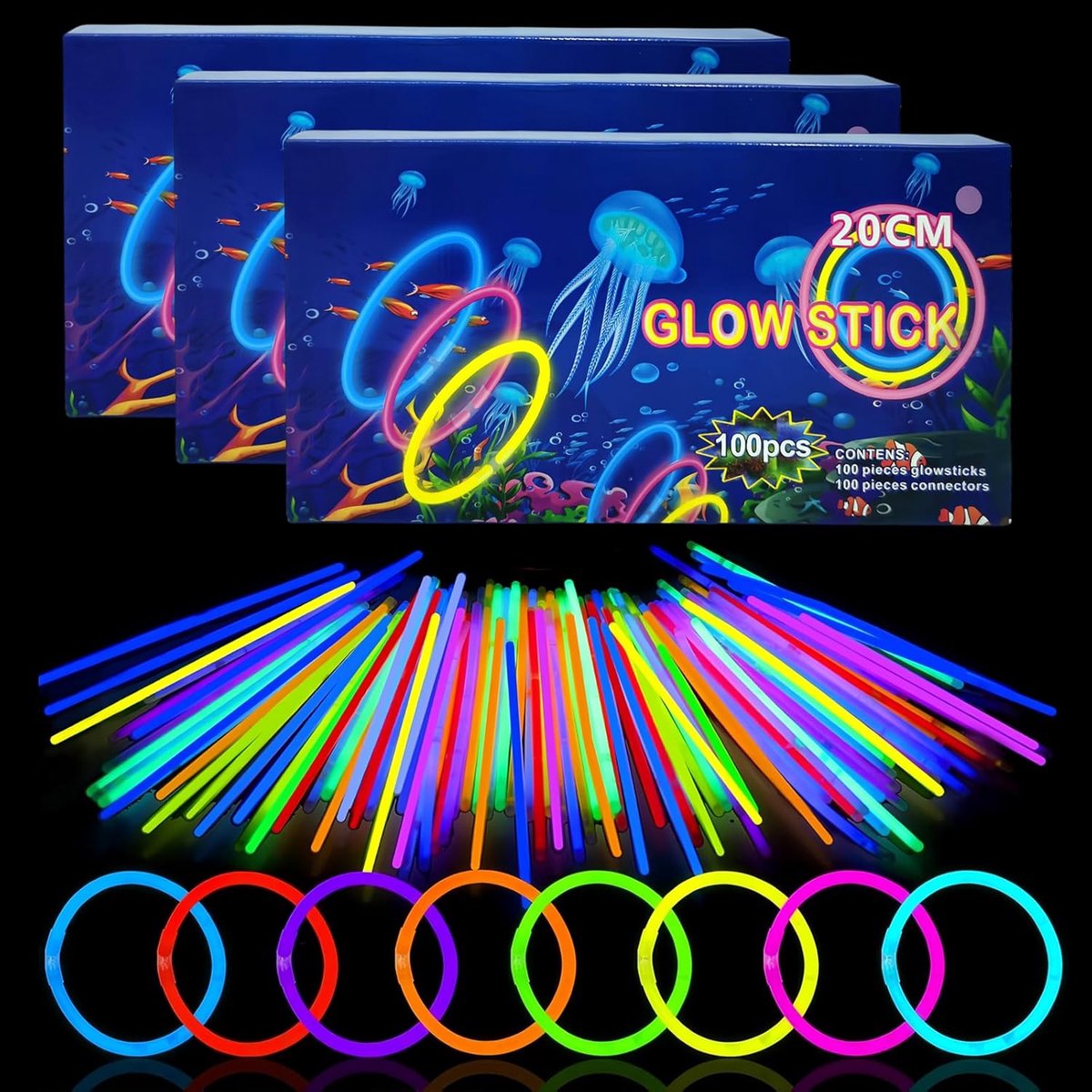 Glow Sticks - Feestverlichting - Feestversiering - Niet-giftig materiaal - 100 stuks - Meerdere kleuren