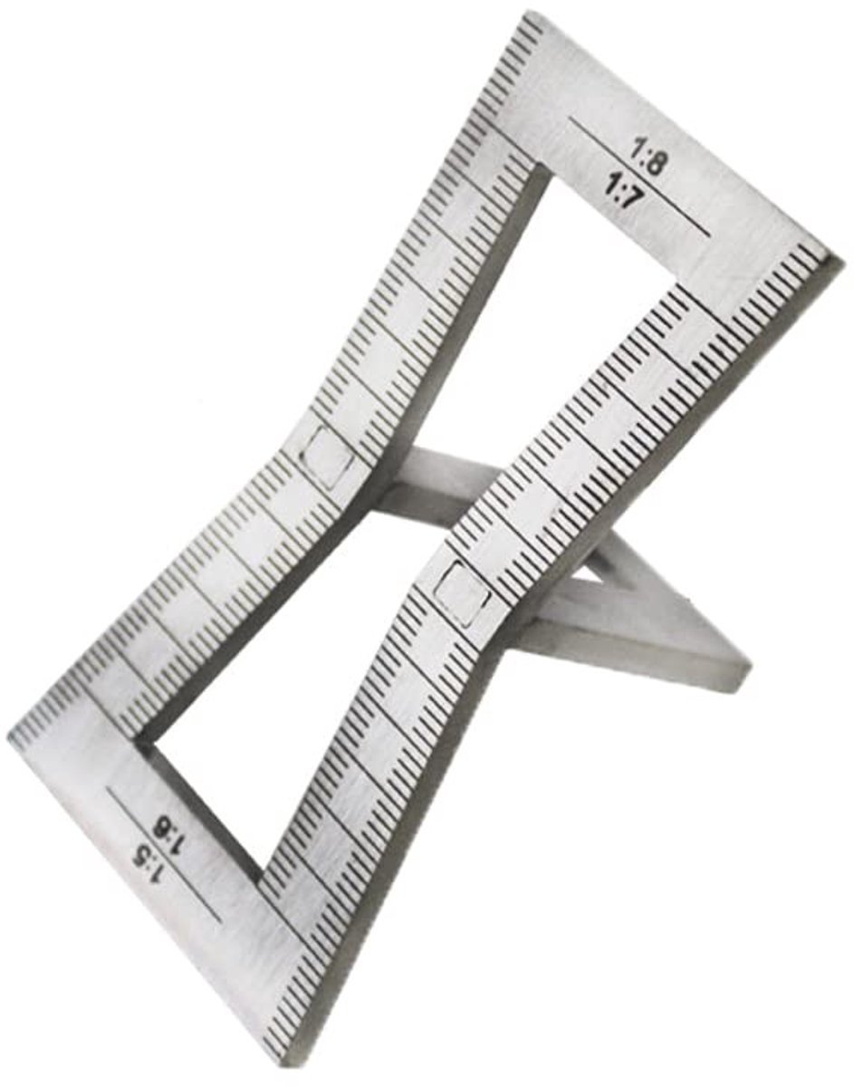 Dailygoods- Zwaluwstaart Marker Roestvrij Staal - Houtbewerking Gids - 4 Verhoudingen 1:5/1:6/1:7/1:8 - Nauwkeurige Schaal - Duurzaam Gereedschap - 8.5x4.4cm - Houtbewerkingsgereedschap