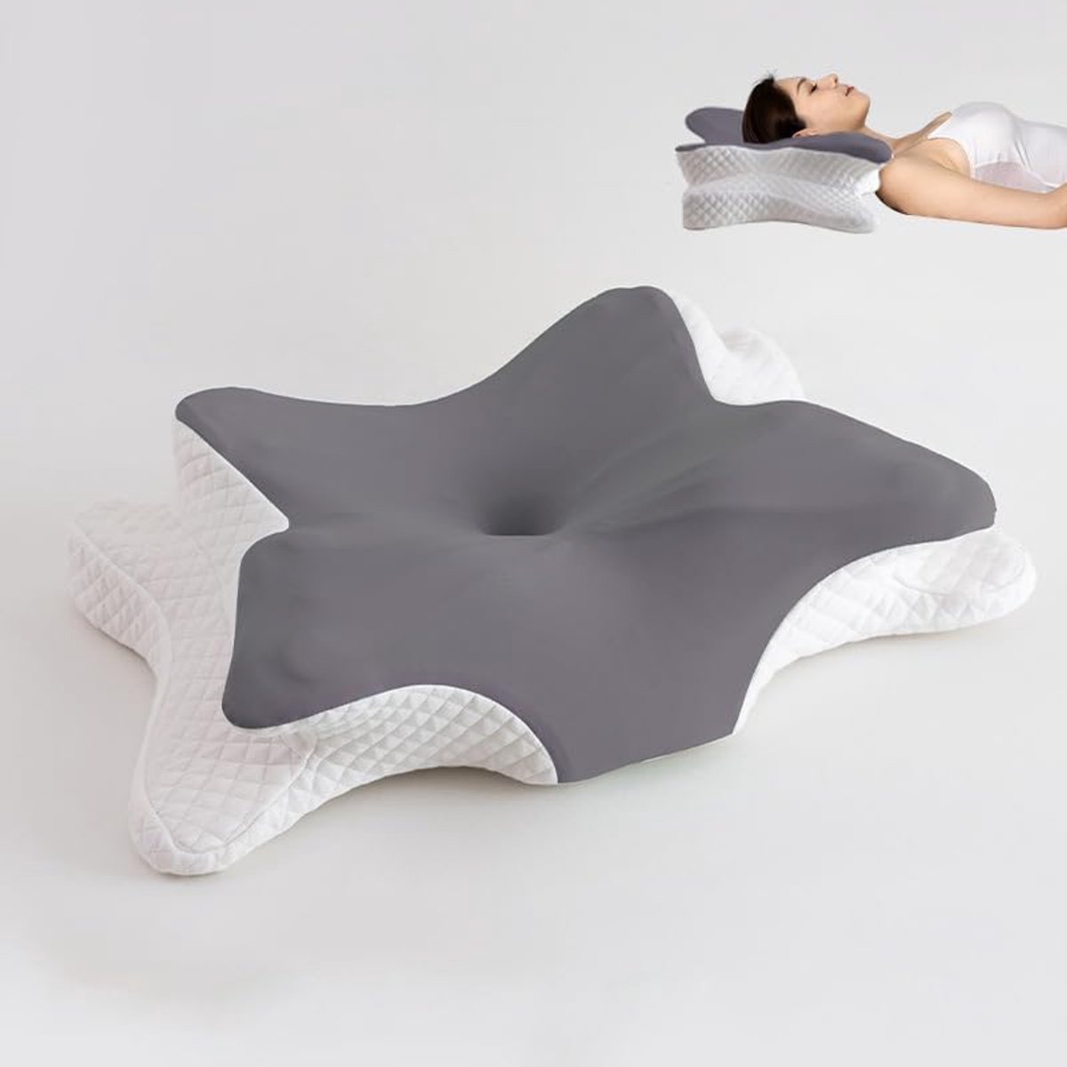 Thijox - Orthopedisch Zijslaapkussen, Ergonomisch Neksteunkussen van Traagschuim, Vlindervorm, Voor Zij-, Rug- en Buikslapers, Hoofdkussen Tegen Nekpi