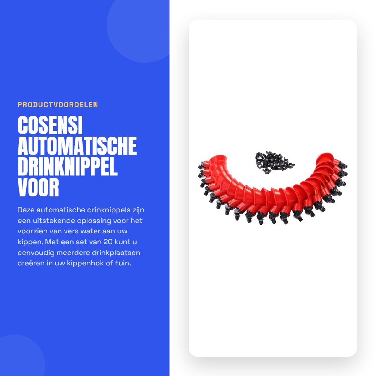 Dailygoods- Drinknippel Automatisch Systeem - Set van 20 - Hoogwaardig Materiaal - Geschikt voor Kippenhok/Stal/Tuin - Duurzaam - Eenvoudige Installatie - Kippendrinkbak