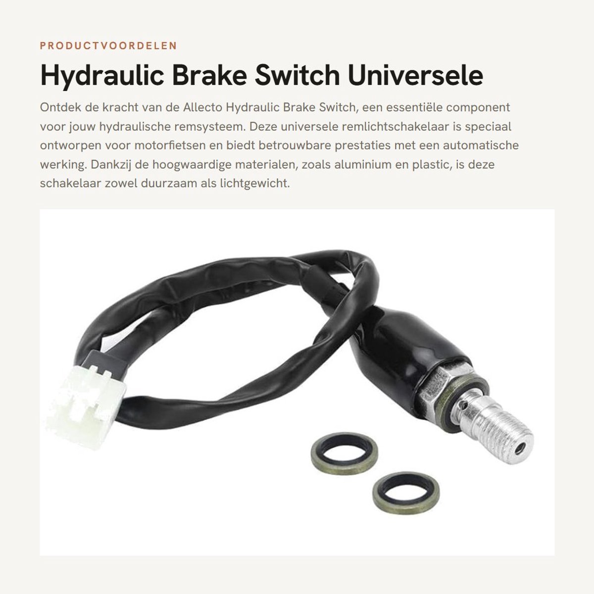Dailygoods - Hydraulic Brake Switch - Universele Remlichtschakelaar - Versterkte Aansluiting - Zwart - Geschikt voor Hydraulische Remsystemen - 25 Ampere