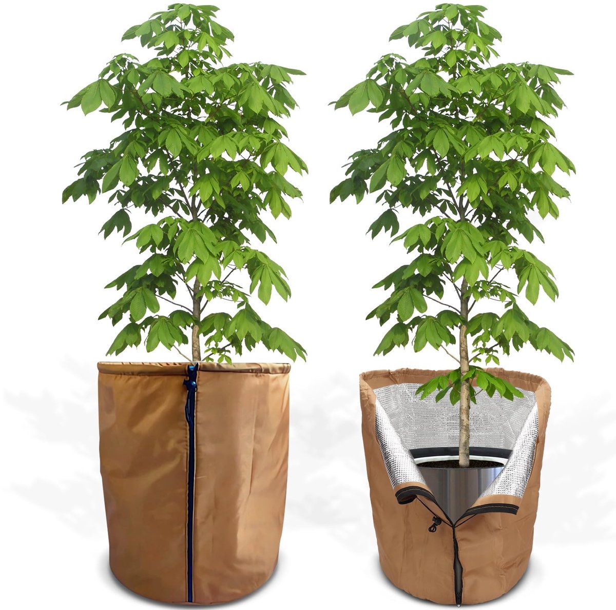 Dailygoods - GROOFOO Thermo-potbescherming voor planten, 45 x 50 cm, vorstbescherming voor plantenbakken, winterbescherming met trekkoord, plantenbescherming, winter voor potplanten, herbruikbaar, bescherming