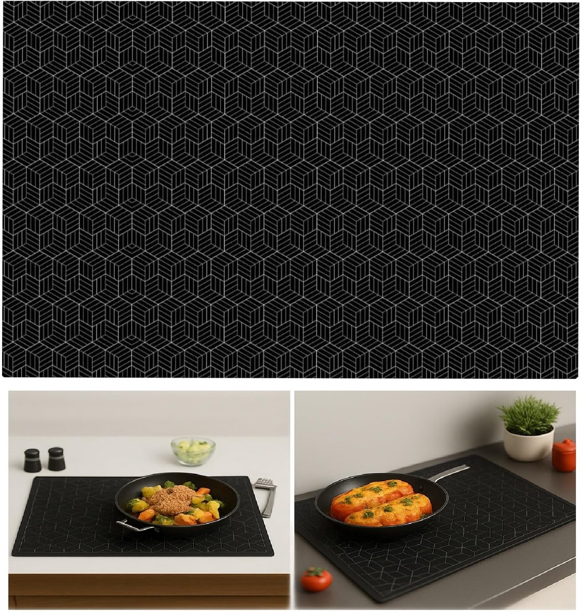 Dailygoods- Tappetino Kookplaat Bescherming - Hittebestendig 240°C - Antislip - Herbruikbaar - Siliconen - 52 x 78 cm - Kookplaatbescherming