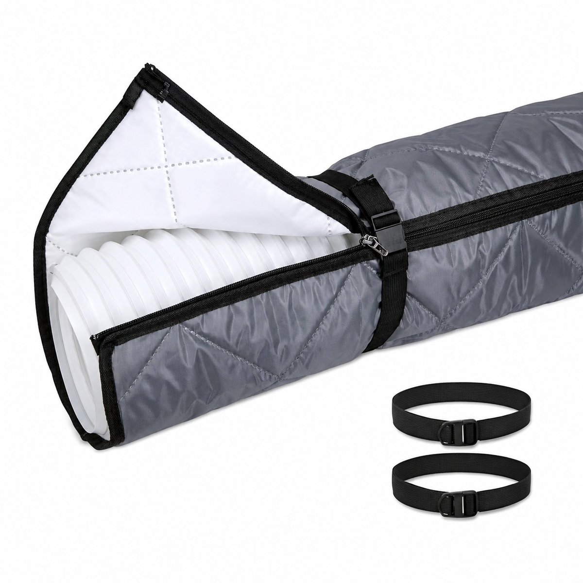 VHV - Airco Slanghoes - Isolatiehoes met Rits 150 x 52 cm - Grijs - Voor Mobiele Airco