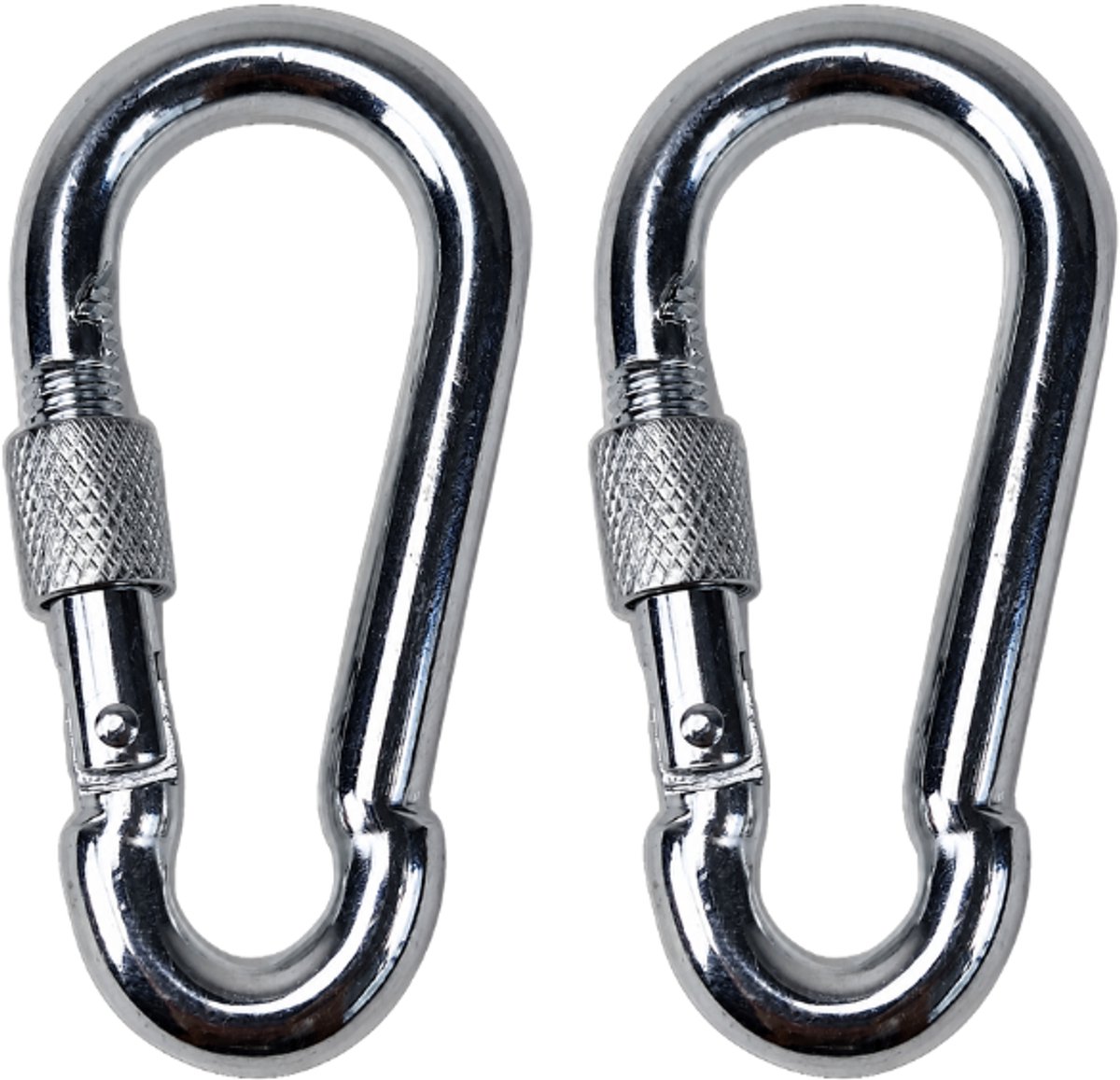 BCF-Products - Karabijnhaak - 8x80mm - 2 stuks - Verzinkt staal - met Schroefsluiting - Musketonhaak - Carabiner