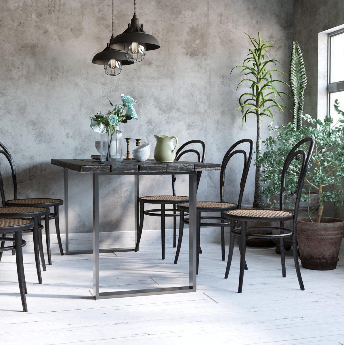 MEUNIQ tafelpoot 2-delige set 60 x 8 x 72 cm van staal met voorgeboorde gaten, zwart tafelonderdeel voor eettafel, bureau, consoletafel of salontafel