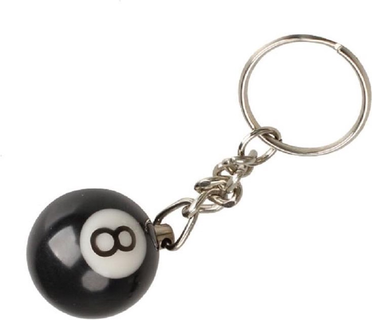 8-ball sleutelhanger - Biljartbal - Eight ball - Acht bal - Pool bal sleutelhanger - Poolen - Biljart - Lucky 8 - Keychain - Zwarte biljartbal - Nummer acht bal - Jonyx