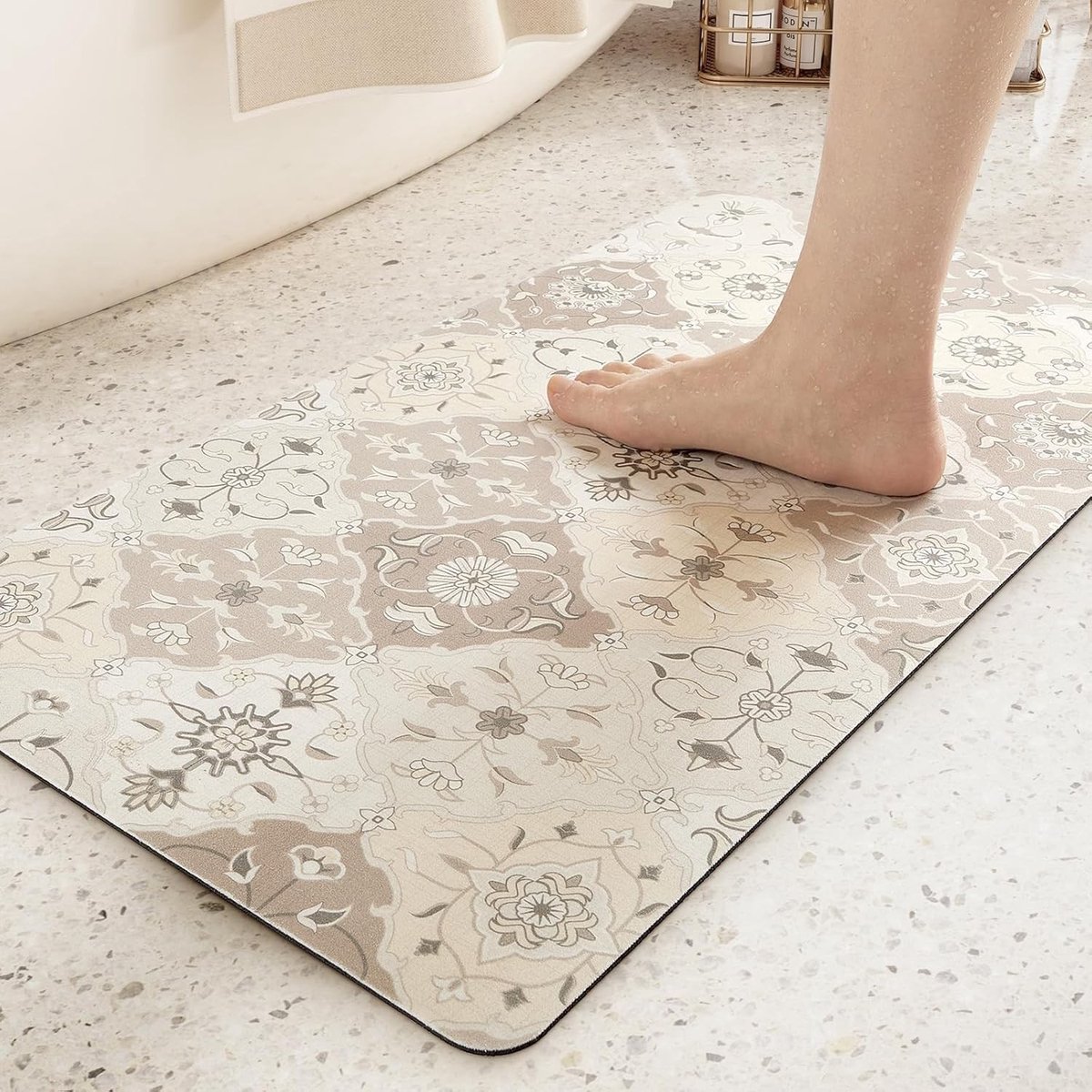 Boho Badmat 44 x 76 cm, Antislip, Sneldrogend, Absorberend en Wasbaar, Extra Dun en Comfortabel voor Badkamer