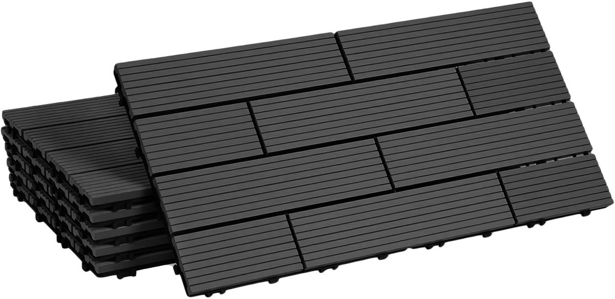 WPC Terrastegels 30x60 cm - 30 stuks - 5 m² - Antraciet - Kliktegels voor Balkon Tuin Terras