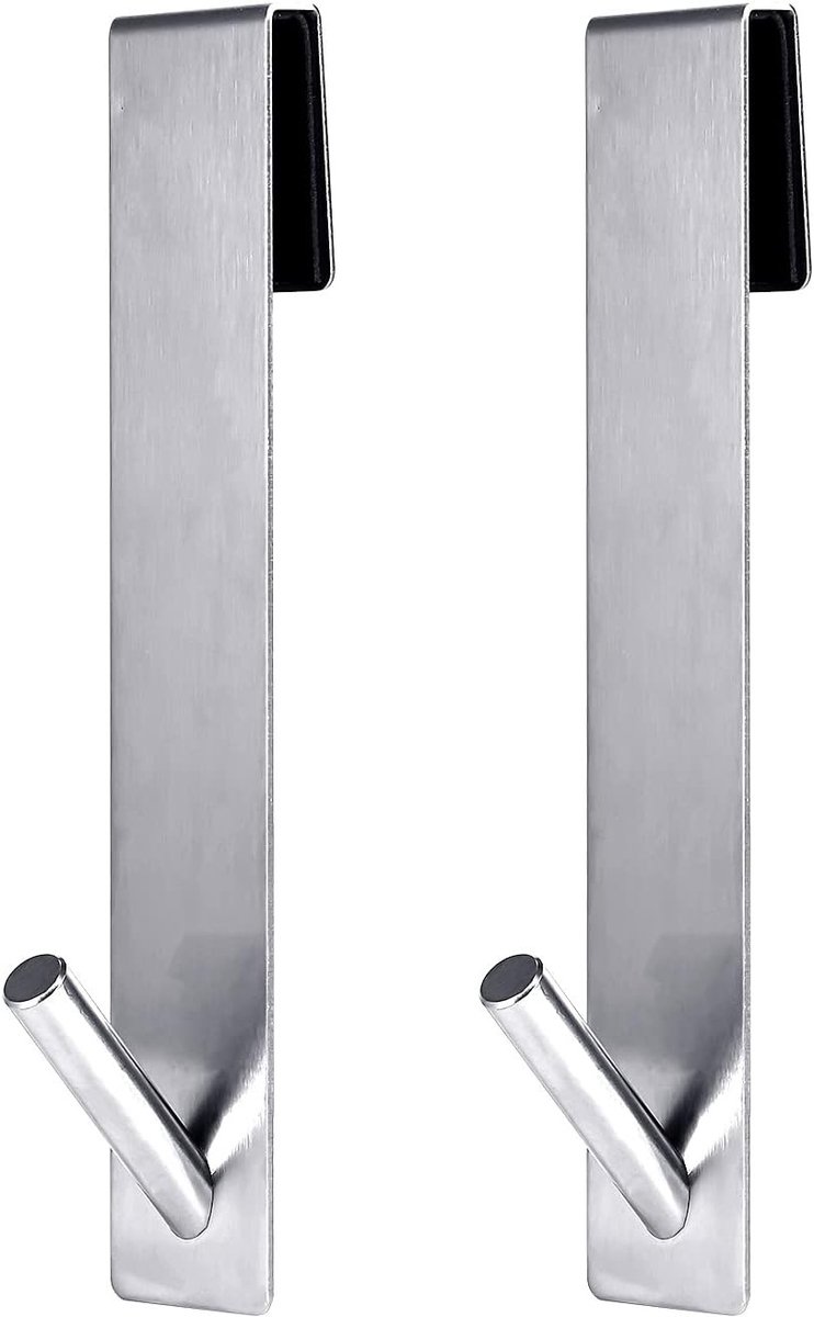 Roestvrijstalen douchedeurhaken 2x18cm, handdoekhaken zonder boren, frameloze badkameracce