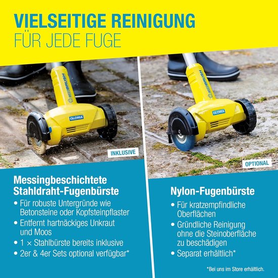 Elektrische Onkruidborstel - Voegenborstel Machine - Onkruidverwijderaar voor Tegels en Terras - 1800 RPM - Inclusief Staal- en Nylonborstel - 110 mm Werkbreedte — afbeelding 4