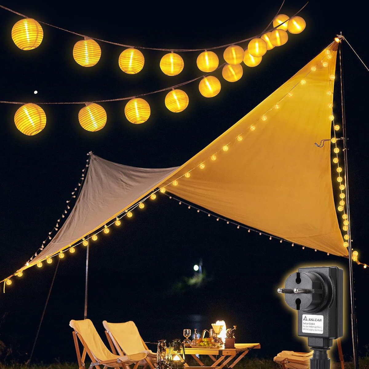 Thijox - 10 m LED-lampion voor buiten, 30 waterdichte tuinlantaarns, warmwit, 8 verlichtingsmodi, ideaal voor feest, tuin, camping, 31 V veiligheidsvo