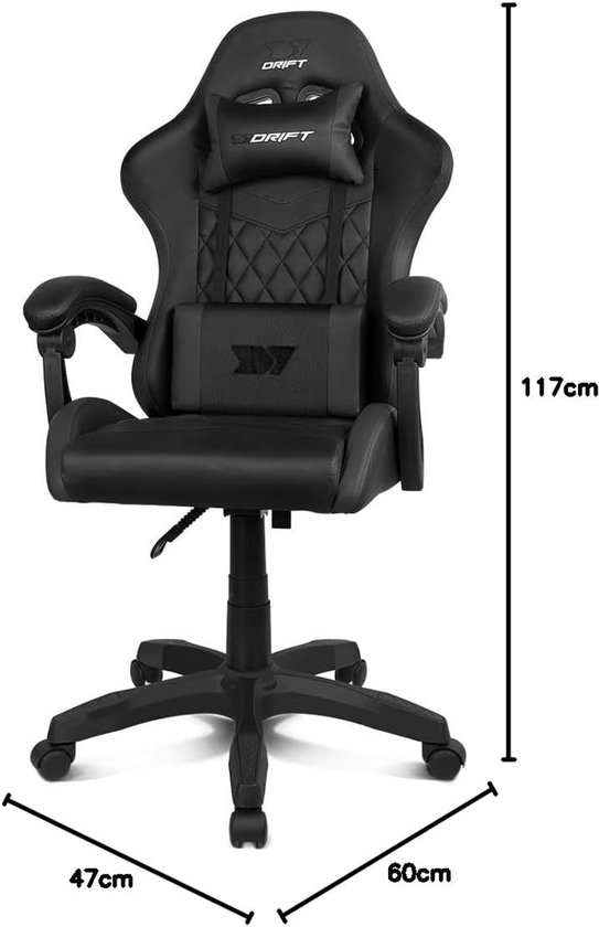 Thijox - DRIFT GAMING DR35 Professionele Gamingstoel, Ergonomisch Kunstleer, Gevoerde Armleuningen, Verstelbare Hoogte, Lenden- en Cervicaal Kussen, Z van thijox — afbeelding 2