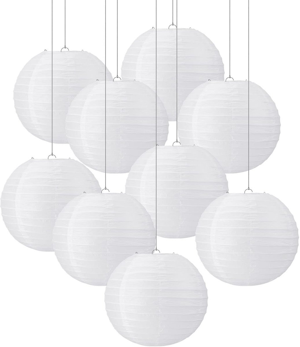 Dailygoods- Papieren Lantaarn Set van 20 - 30 cm Lampionnen - Decoratie voor Feest/Bruiloft - Grappige Look - Geschikt voor Binnen/Buiten - Lampion
