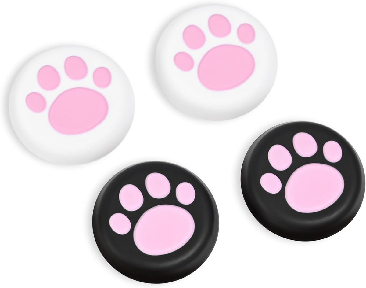 Thijox - Duimgreep Caps voor Switch - 4 stuks Schattige Kat Poot Joystick Covers - Siliconen Antislip Grip - Roze - Verbeterde Richtprecisie voor Gami