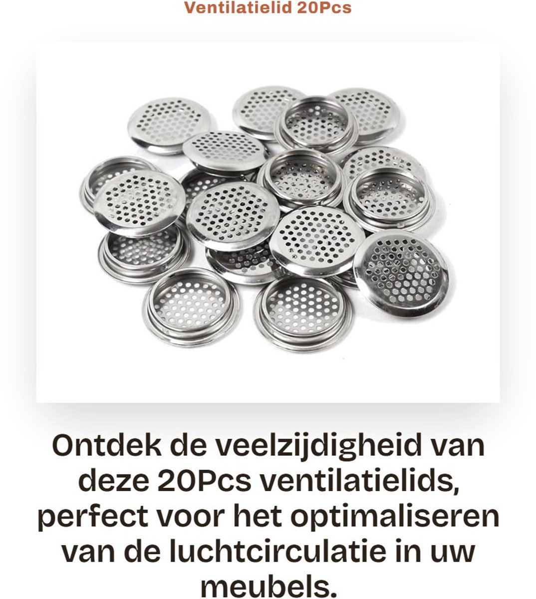 Inovra- Ventlid 20 Stuks - Ventilatie - Roestvrij Staal - Meubeltoepassing - 65mm - Mondve