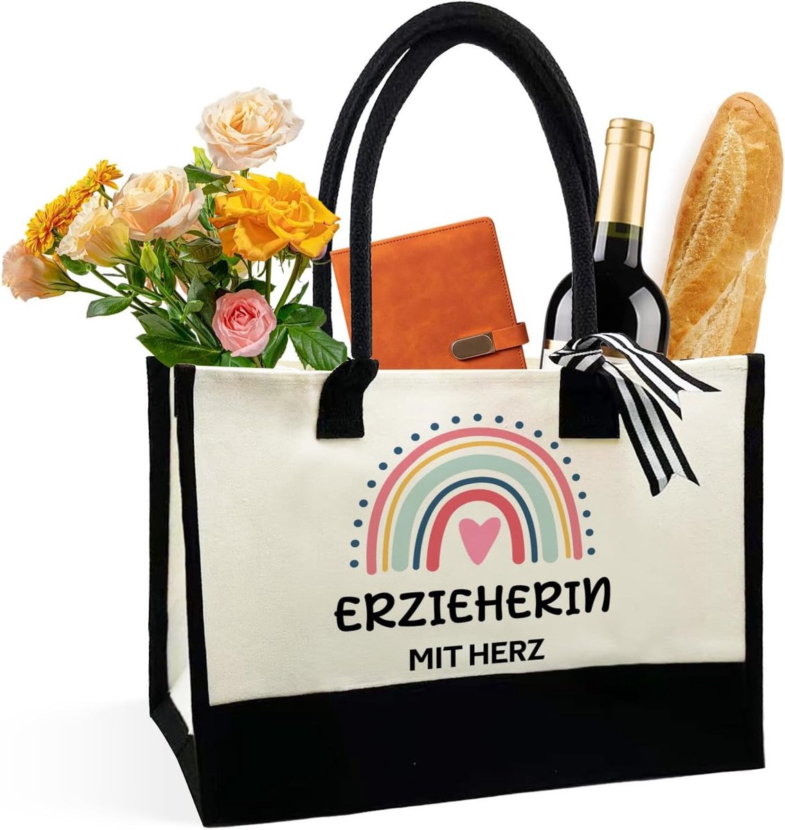 Luxe jute tas voor vrouwen en mannen - grappige geschenken, duurzame boodschappentas, trendy accessoires