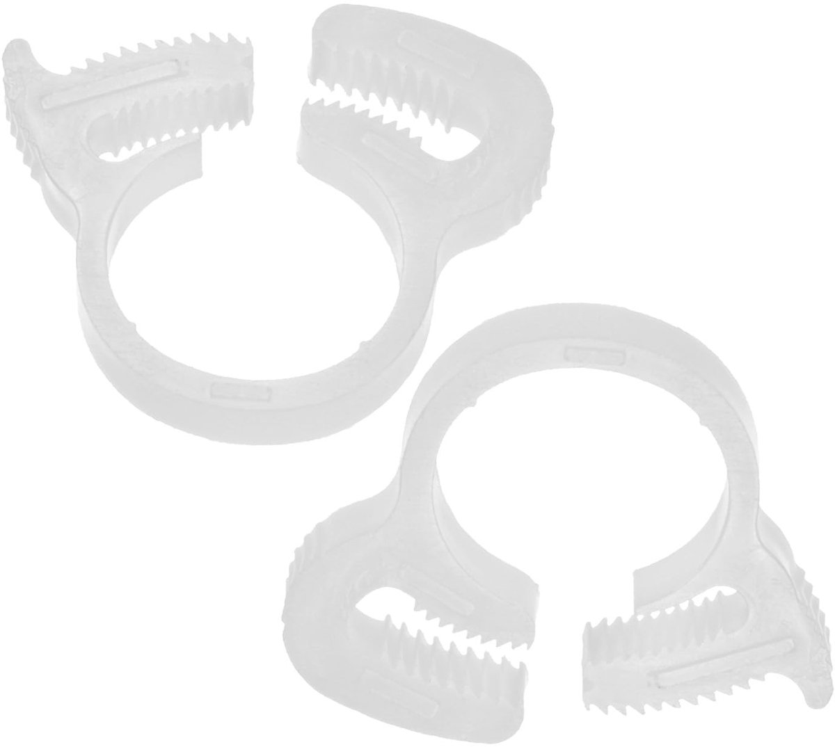 METERXITY 2-pack dubbele grijpende nylon slangklemmen, 1/2" 12,3-13,3 mm dubbele klikgreep verstelbare ratelklemmen voor aansluiten/bevestigen/afdichten/afdichtingsslang/buizen/buisklem [wit]