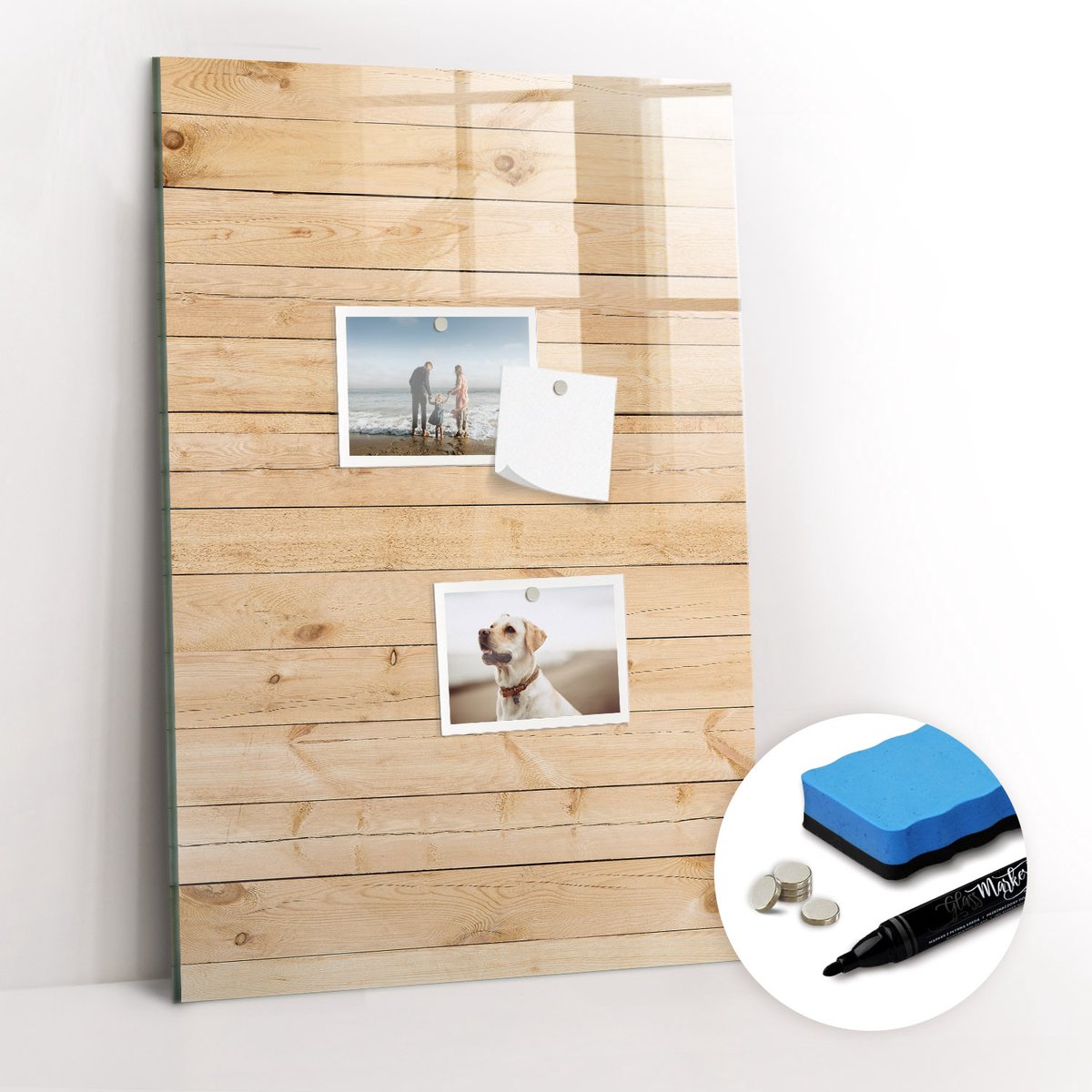 Tulup Whitebord - Lichtpanelen - 40 x 60 cm - Bruin Magneetbord Rechthoekig - Gratis 5 Sterke Magneten + Whiteboard Marker & Wisser - Interieur Accessoires Kantoor - Magnetisch Bord - Ideeënbord Thuiswerkplek
