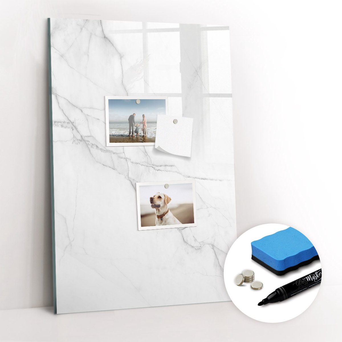 Tulup Whitebord - Decoratief licht marmer - 40 x 60 cm - Wit Magnetisch Bord Kind - Gratis 5 Sterke Magneten + Whiteboard Marker & Wisser - Minimalistisch Prikbord - Magnetisch Bord Kind - Planning Muur