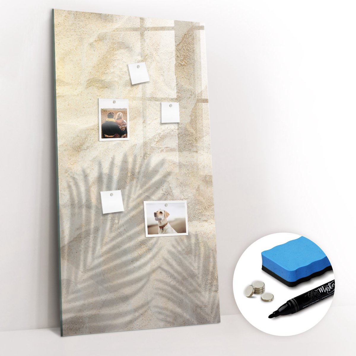 Tulup Whitebord - Zand op het strand in de zomer - 60 x 120 cm - Geel Magnetisch Memobord - Gratis 5 Sterke Magneten + Whiteboard Marker & Wisser - Industrieel Wandbord - Magneetbord Rechthoekig - Planning Muur