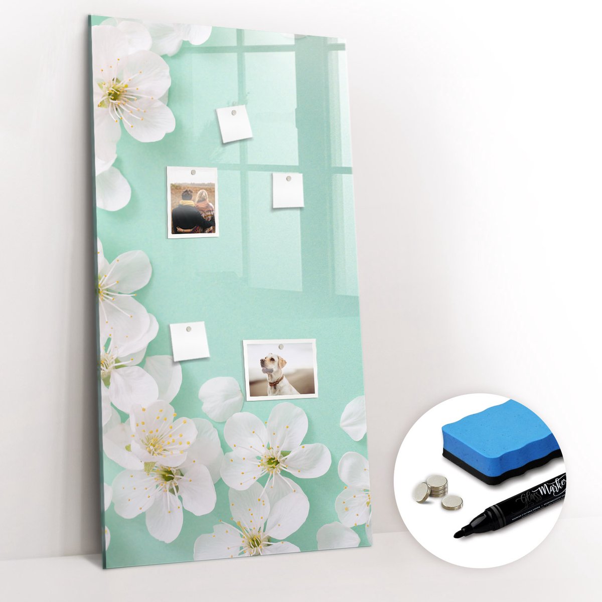 Tulup Whitebord - Bloeiende bloemen - 60 x 120 cm - Groente Magneetbord Foto - Gratis 5 Sterke Magneten + Whiteboard Marker & Wisser - Interieur Accessoires Kantoor - Magnet Board - Inspiratiebord Kantoor