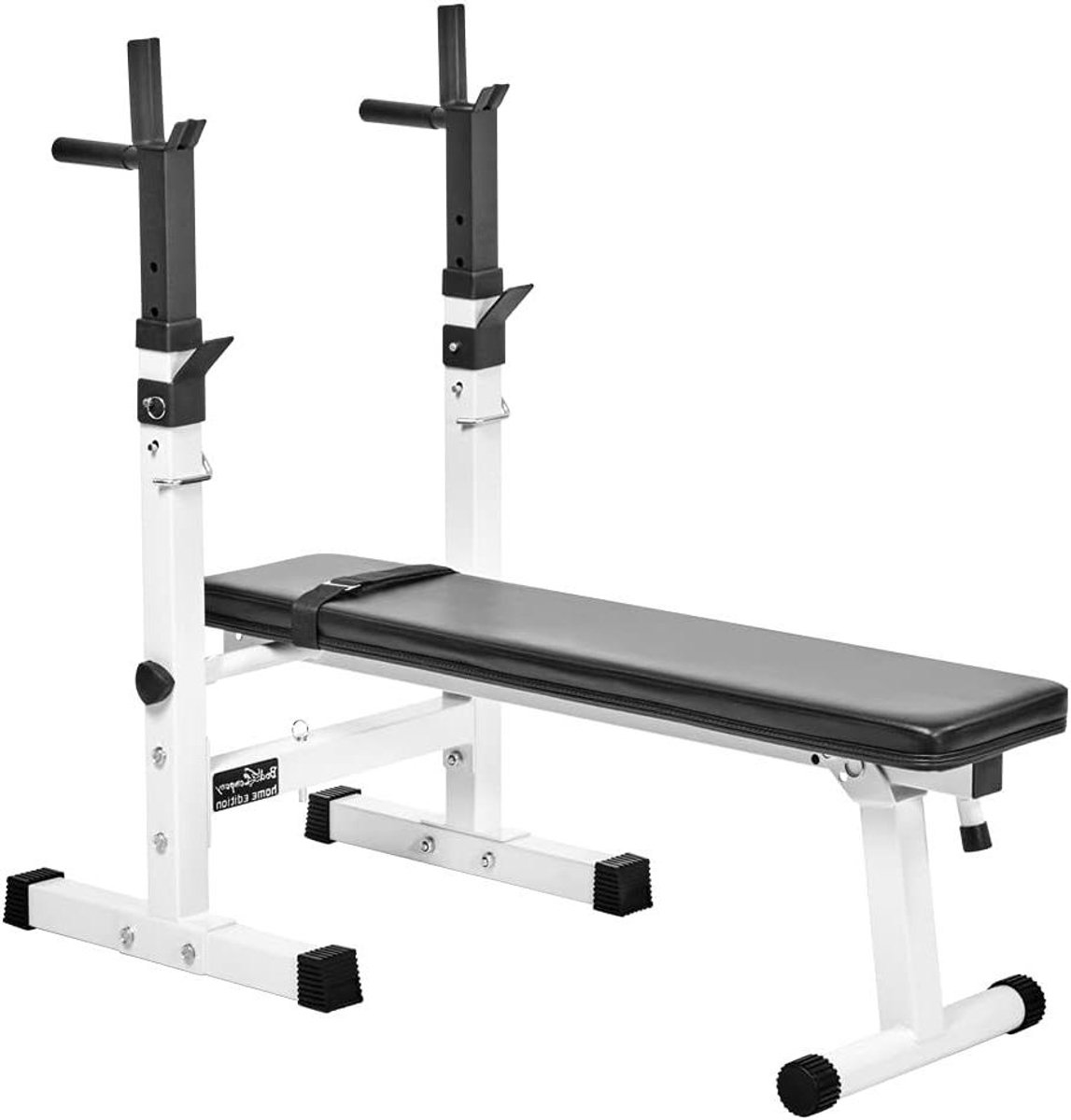Fitnessbank Verstelbaar - Trainingsbank Hometrainer - Kracht Training - Steunpoot Ontwerp - 200 kg Capaciteit - Zwart