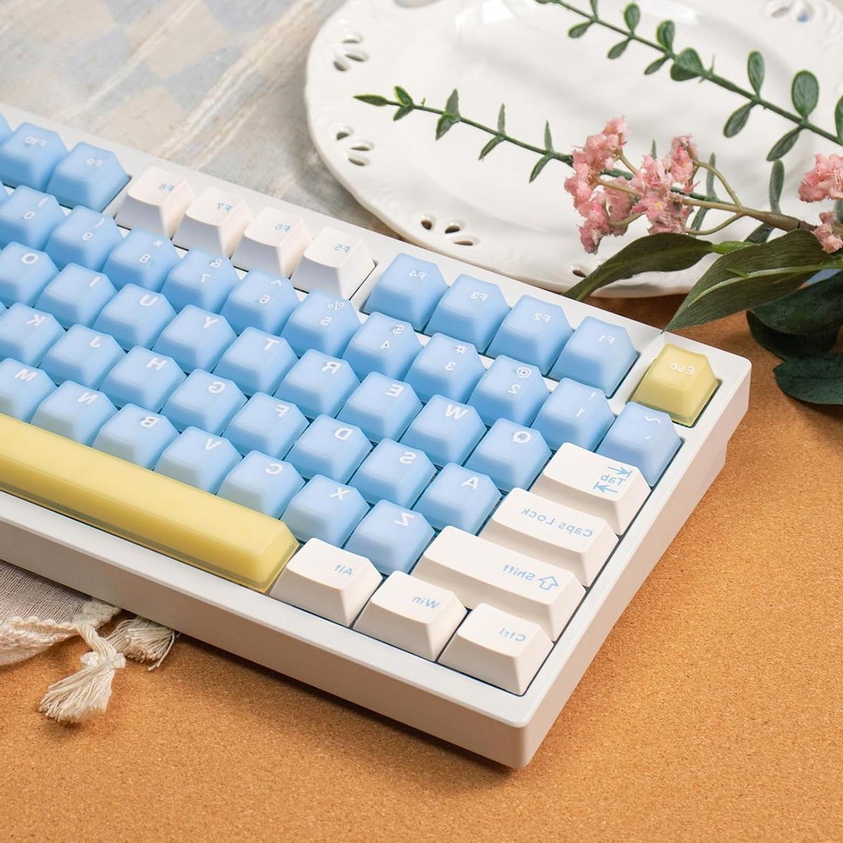 Keycaps Set - Mechanische Toetsen - Comfortabel Typen - PBT Doubleshot - 164 Stuks - Blauw Geel