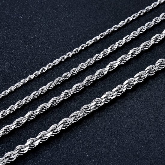 Mannen en vrouwen ketting ketting van 925 sterling zilver: 1,5 mm 2 mm 3 mm 3,5 mm koord ketting 45 50 55 60 65 cm zilveren ketting heren dames — afbeelding 3