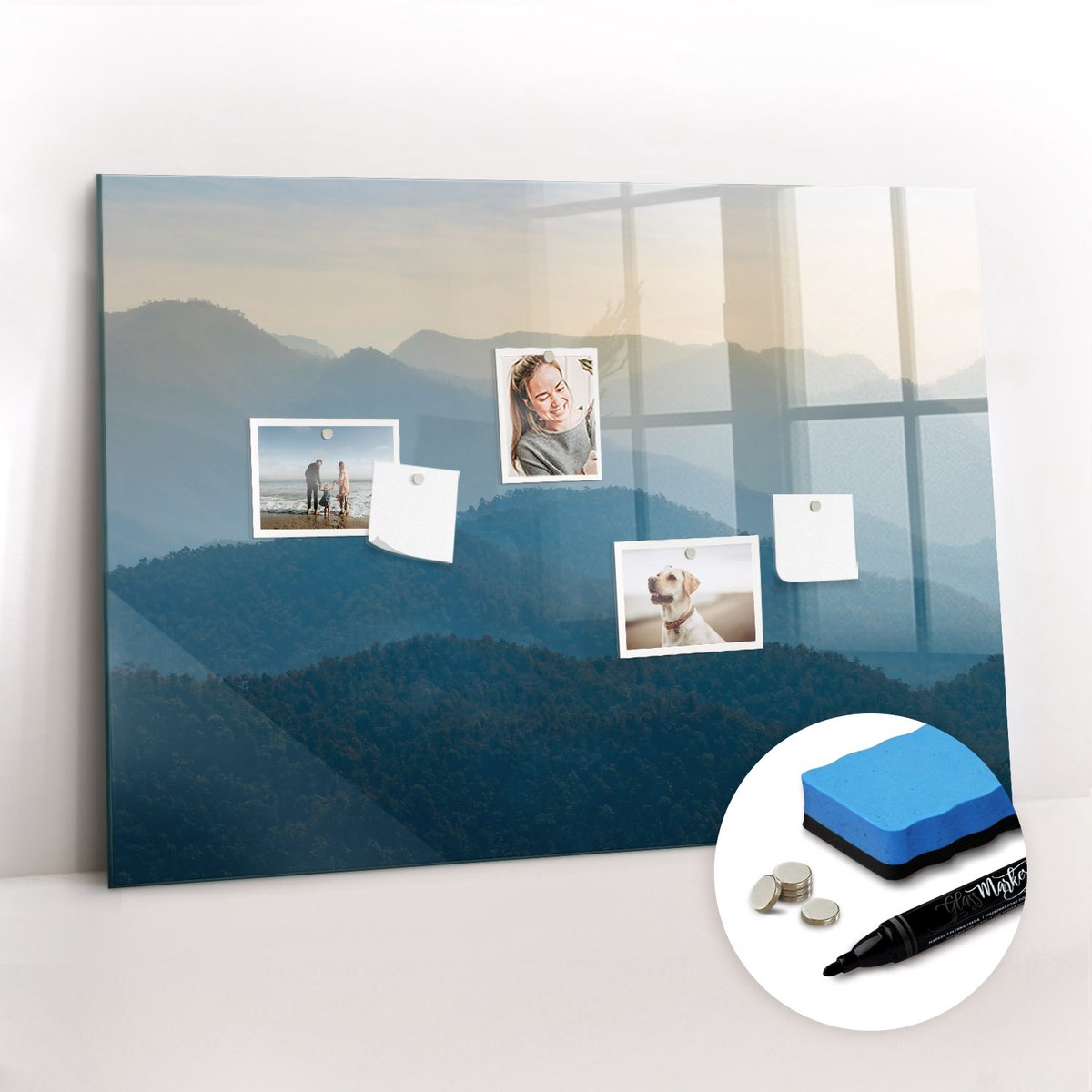 Tulup Whitebord - Abstract landschap - 100 x 70 cm - Veelkleurig Magneetbord Design - Gratis 5 Sterke Magneten + Whiteboard Marker & Wisser - Wanddecoratie Kantoor - Memo Bord - Productiviteit Tools