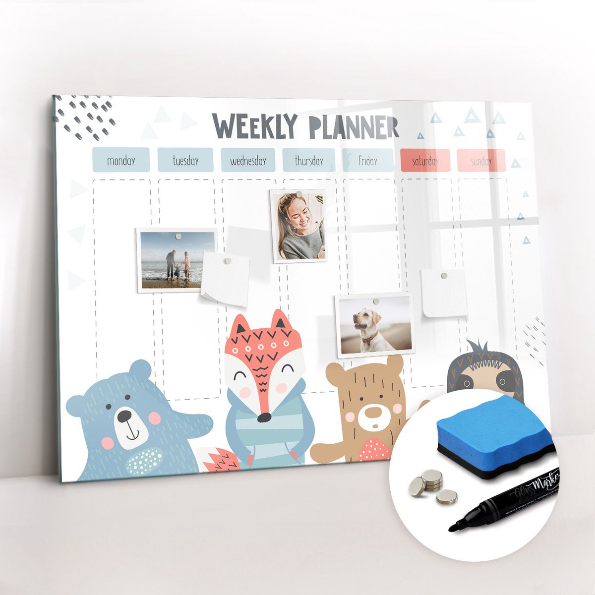 Tulup Whitebord - Weekschema - 100 x 70 cm - Wit Foto Magneetbord - Gratis 5 Sterke Magneten + Whiteboard Marker & Wisser - Scandinavisch Design Bord - Memobord Magnetisch - Notitiebord Werkplek