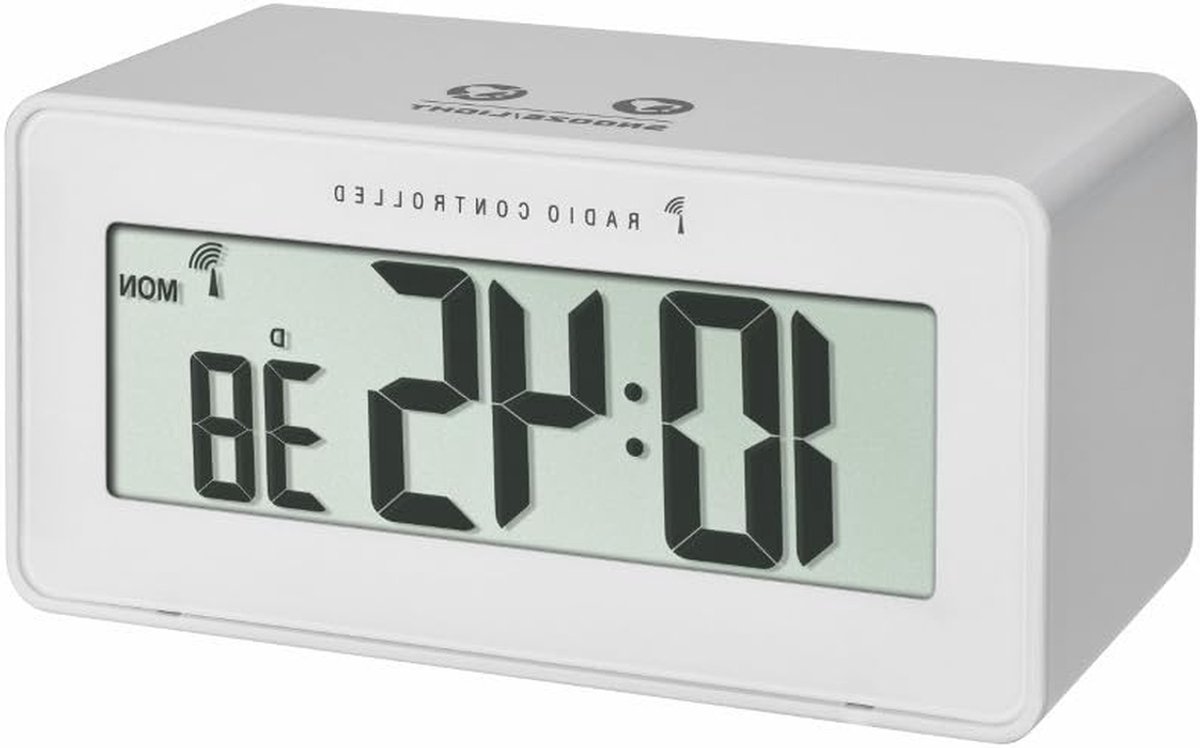 Digitale Wekker - Radio gestuurde klok - Tijd bijhouden - Automatische tijdssynchronisatie - 12.4 x 3.81 x 5.9 cm - Zwart