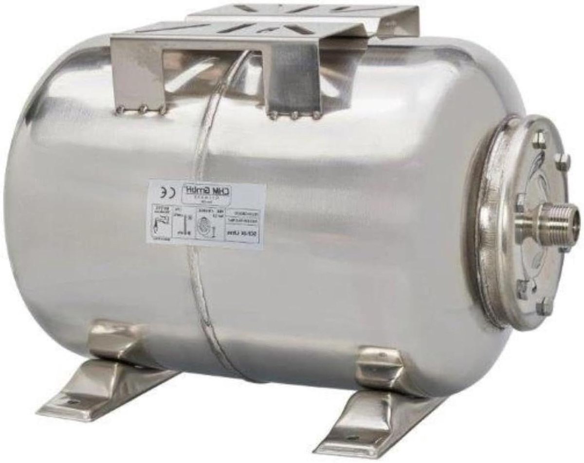Drukketel Roestvrij Staal - Expansievat Waterpomp - Huiswater Installatie - Membraanketel 24 Liter - Hoogte 29 cm - Roestvrij Staal