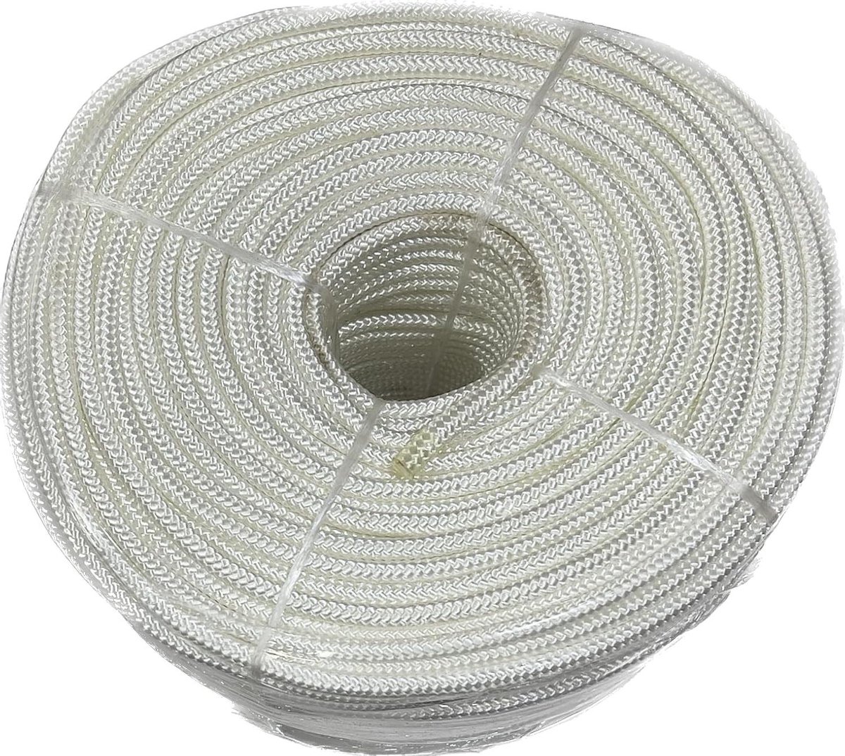 Polyester Touw Wit - Vlechtkoord Polyester - Vlaggenstokken en Marine - 16 Vlecht met Parallel Koord - 500 voet - Wit