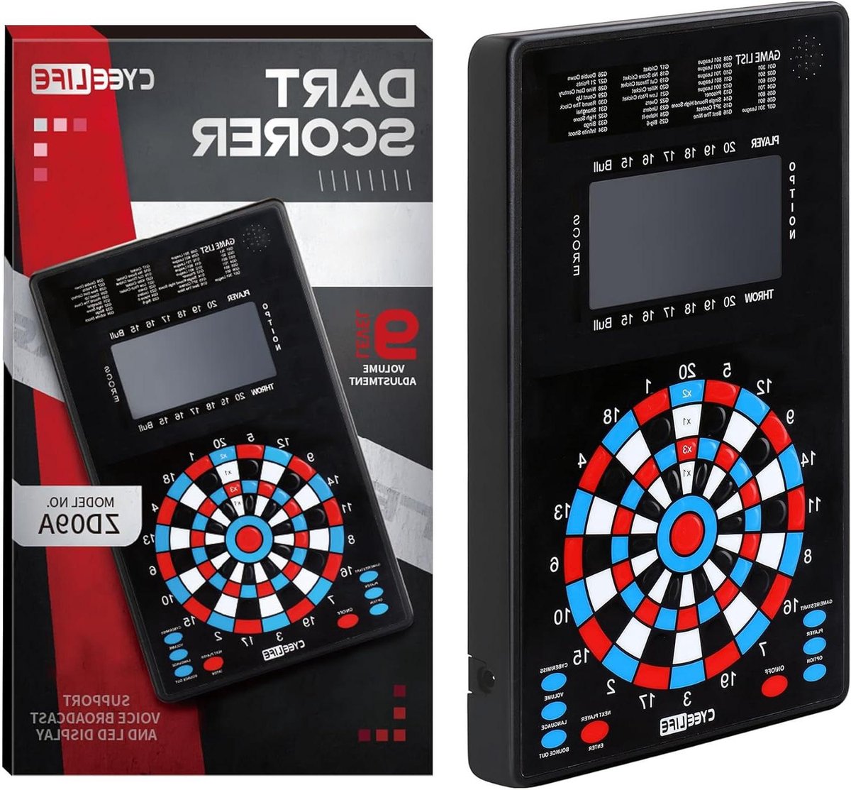 Elektronisch Dartbord - Scorebord - Dartwedstrijden - Automatische Scoretelling - 45.72 cm - Rood Wit Blauw
