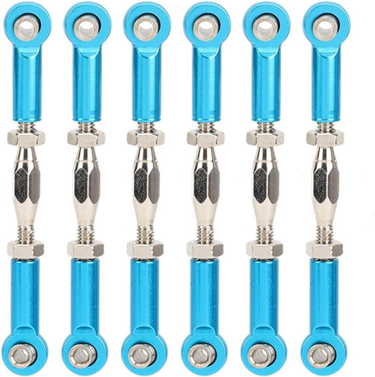 RC Auto Trekstang - Stuurbuis Versteller - Modelbouw Tuning - Verstelbare Lengte - 6 stuks 71-86 mm - Blauw