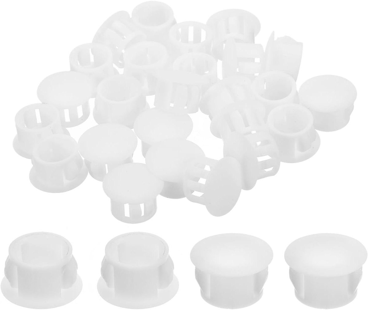 Afdekkapjes voor boorgaten - Blindstop nylon - Meubels afwerken - Klik-in design - 13 mm - Wit