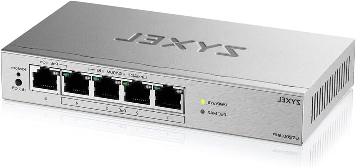Web Beheerdbaar Gigabit PoE Switch met 5 Poorten en 68W Budget