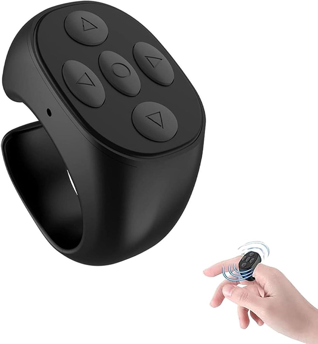 Vingerafstandsbediening Ring - Pagina draaier - Telefoon bedienen - Draadloze camera functie - 3.15 x 3.1 x 1.79 cm - Zwart