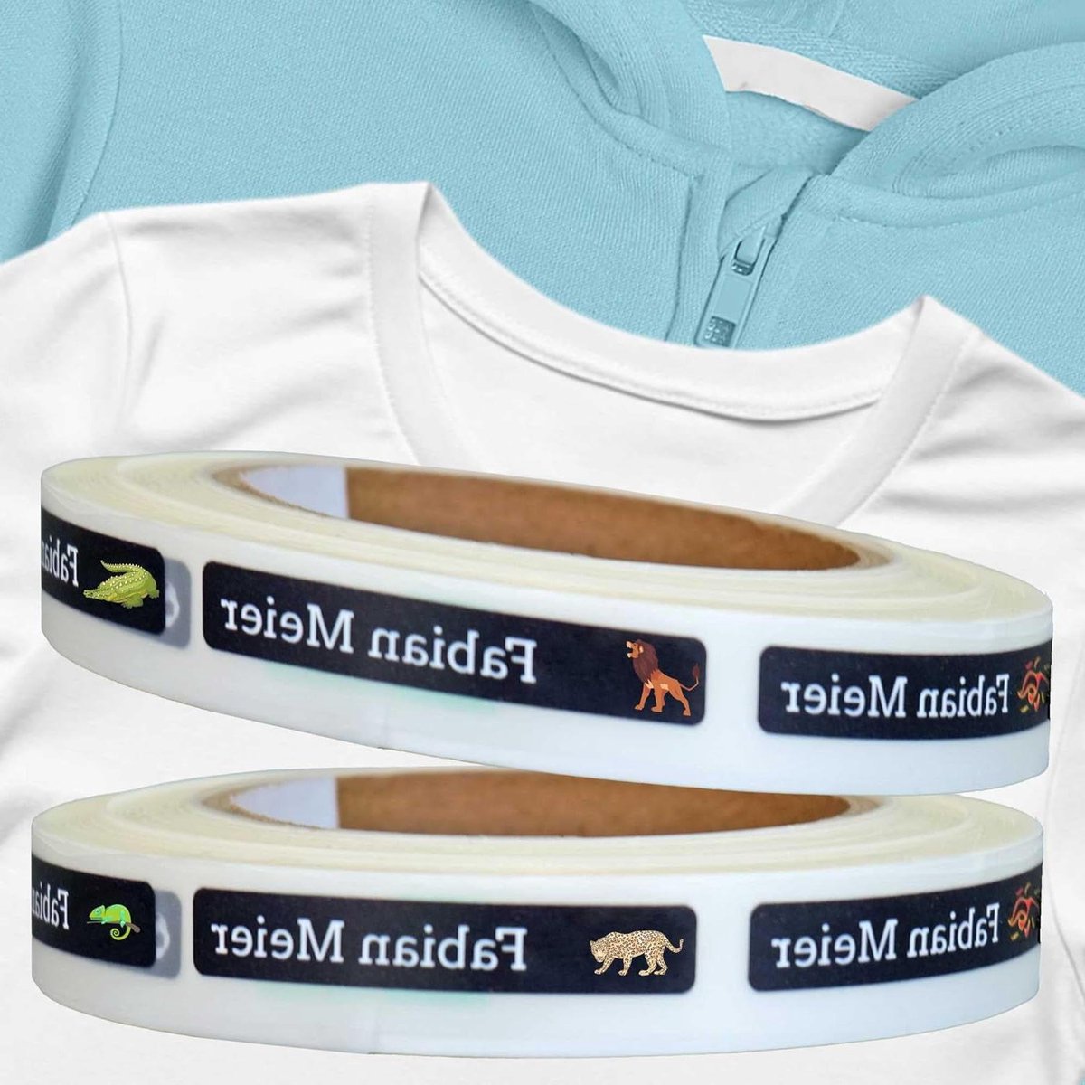 Strijketiketten Gepersonaliseerd - Naamlabels Kleding - Textiel Markeren - Zonder Naaien - 6 x 1 cm - Wilde Dieren