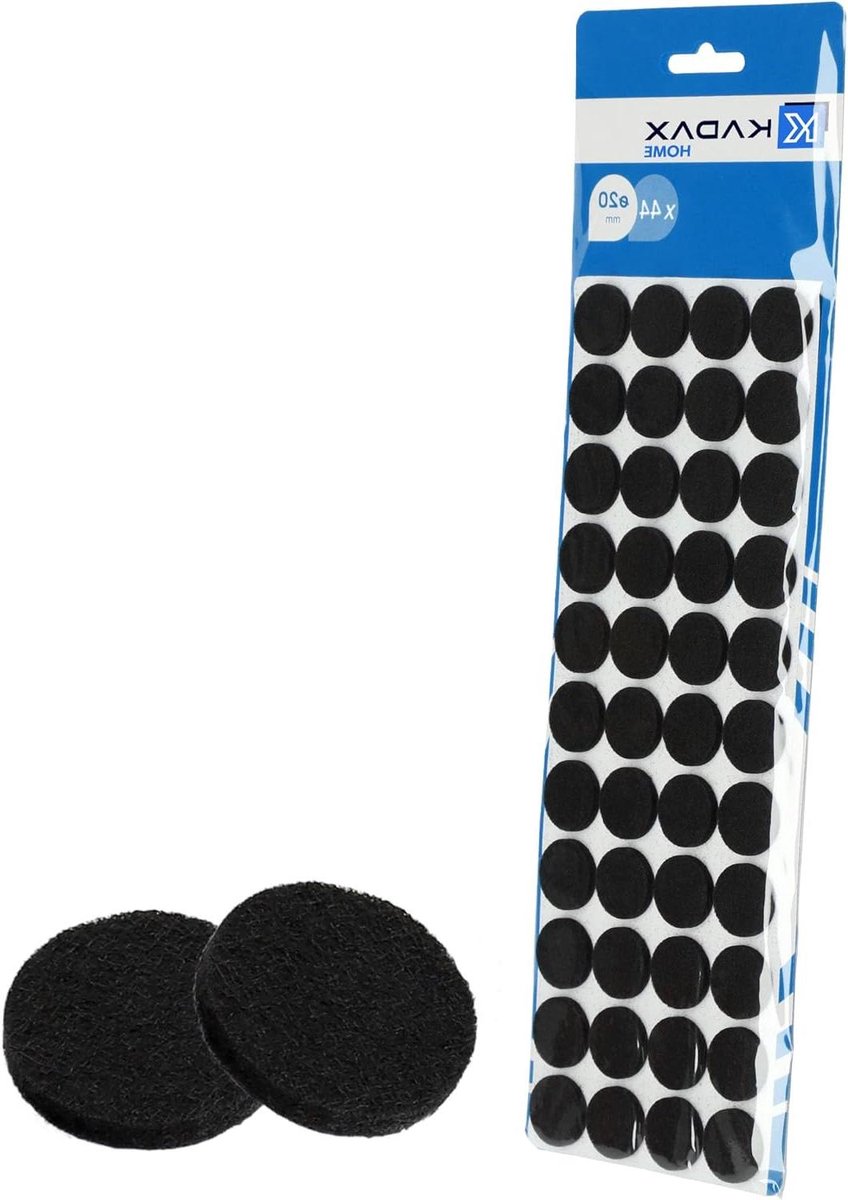 Viltdoppen voor Meubels - Vloerbeschermers Stoelpoten - Vloeren Beschermen - Zelfklevend Zacht Vilt - 20 mm Diameter - Zwart