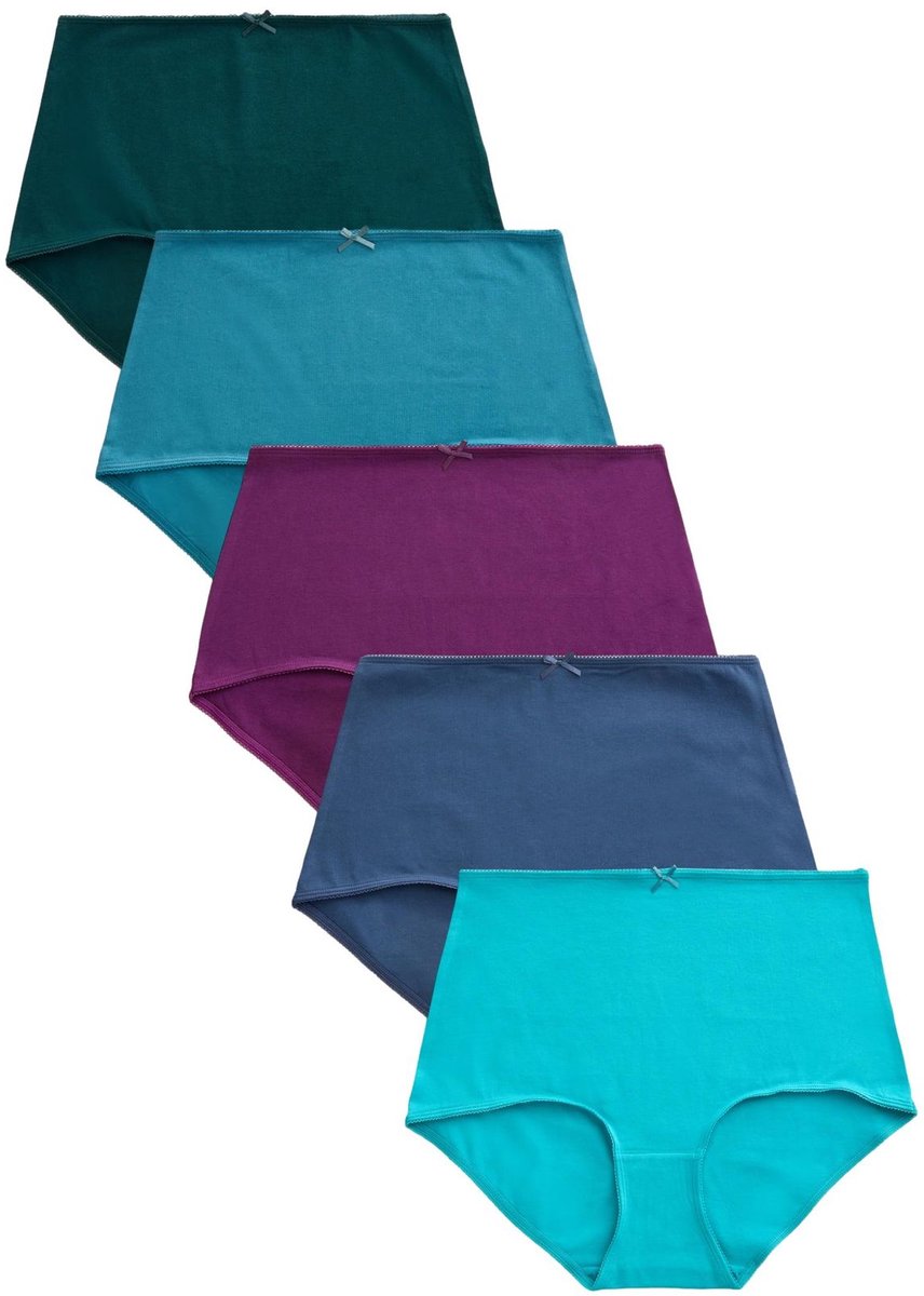 Next - Dames - Set van 5 katoenrijke slips - Blauw