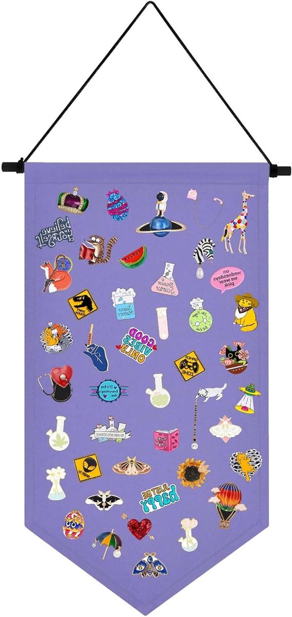 Broche Organizer - Pin Display Hanger - Collecties Tonen - Canvas Stof - 50.5x25.9cm - Paars