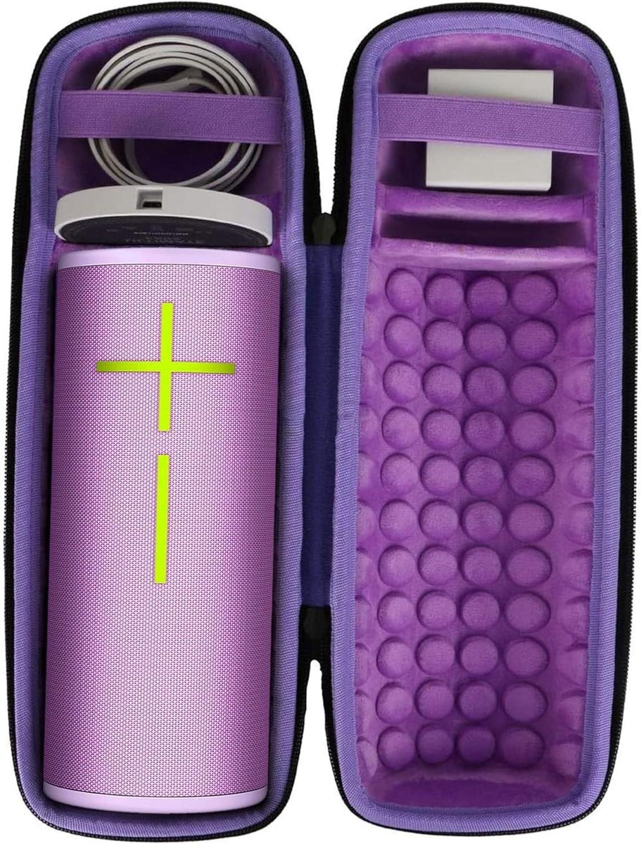 Draagbare Luidspreker Hoes - Speaker Beschermhoes - Muziek Luisteren - Schokbestendig Waterdicht - 33 cm - Zwart Paars